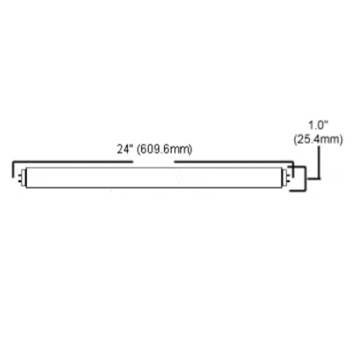 24 Inch T8 Fluorescent Tube Light Bulb 17W 5000K Bright White G13 Bi-Pin Base Pack of 25 R196
