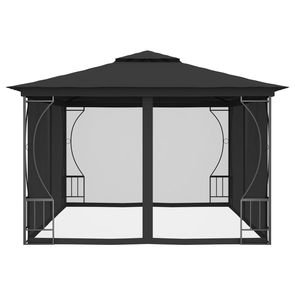Steel Frame Gazebo with Nets 9.8x13.1ft Anthracite Outdoor Canopy Tent W5660