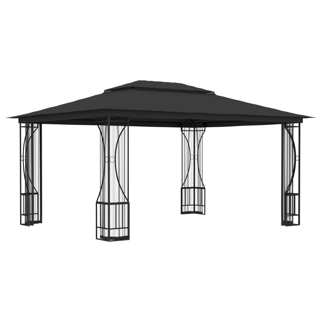 Steel Frame Gazebo with Nets 9.8x13.1ft Anthracite Outdoor Canopy Tent W5660