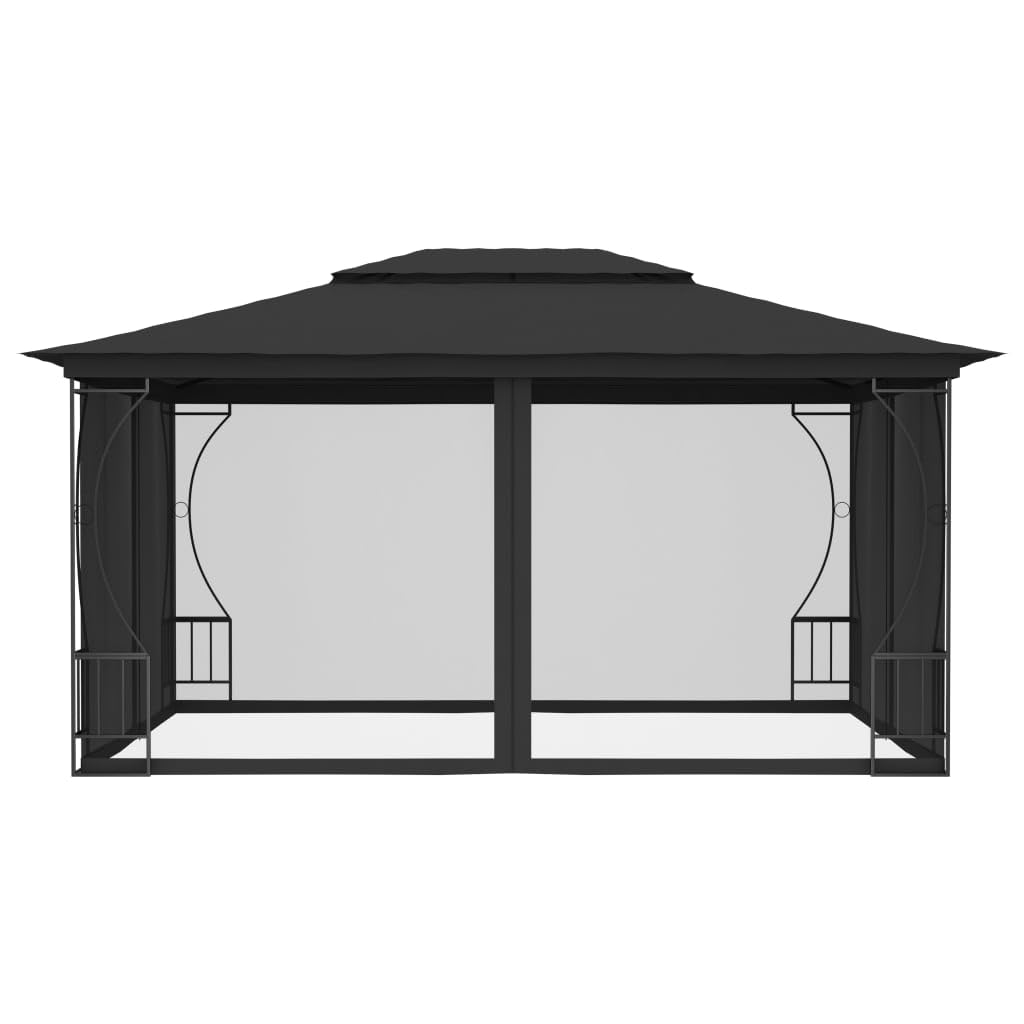 Steel Frame Gazebo with Nets 9.8x13.1ft Anthracite Outdoor Canopy Tent W5660