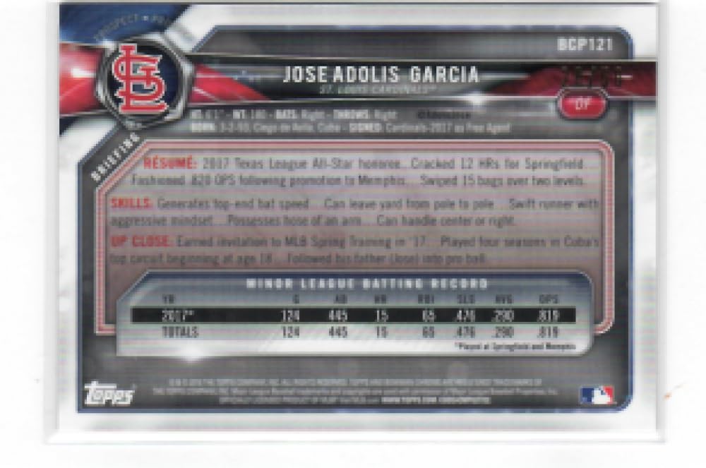 2018 Bowman Mega Box Chrome Gold #BCP121 Jose Adolis Garcia St. Louis Cardinals /50 NM-MT MLB Baseball F255187