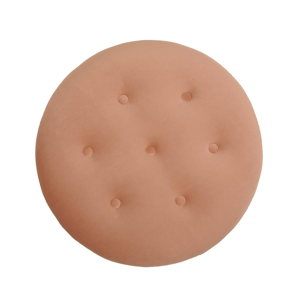 24" Orange Velvet Round Tufted Ottoman Y92455