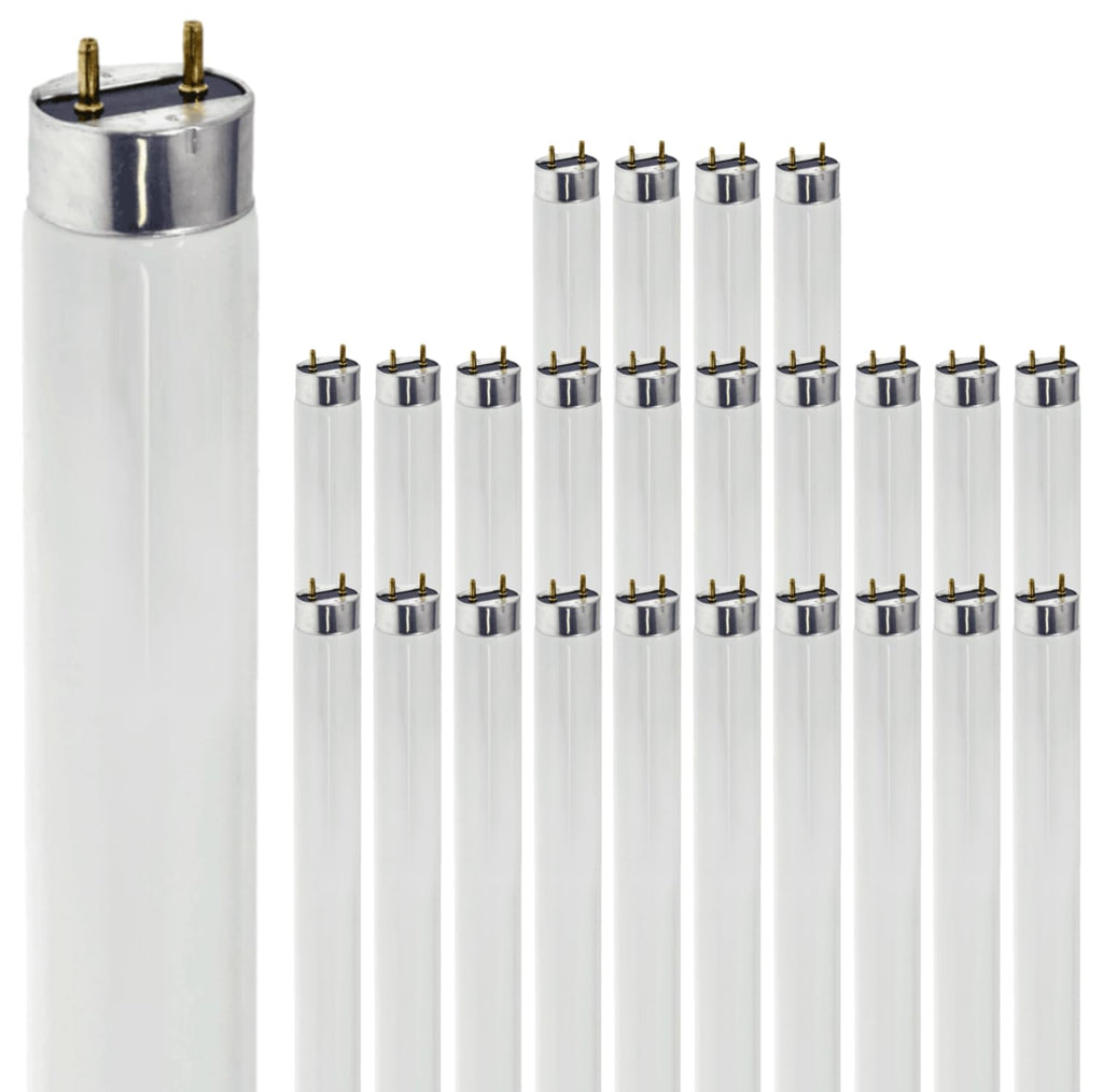 24 Inch T8 Fluorescent Tube Light Bulb 17W 5000K Bright White G13 Bi-Pin Base Pack of 25 R196
