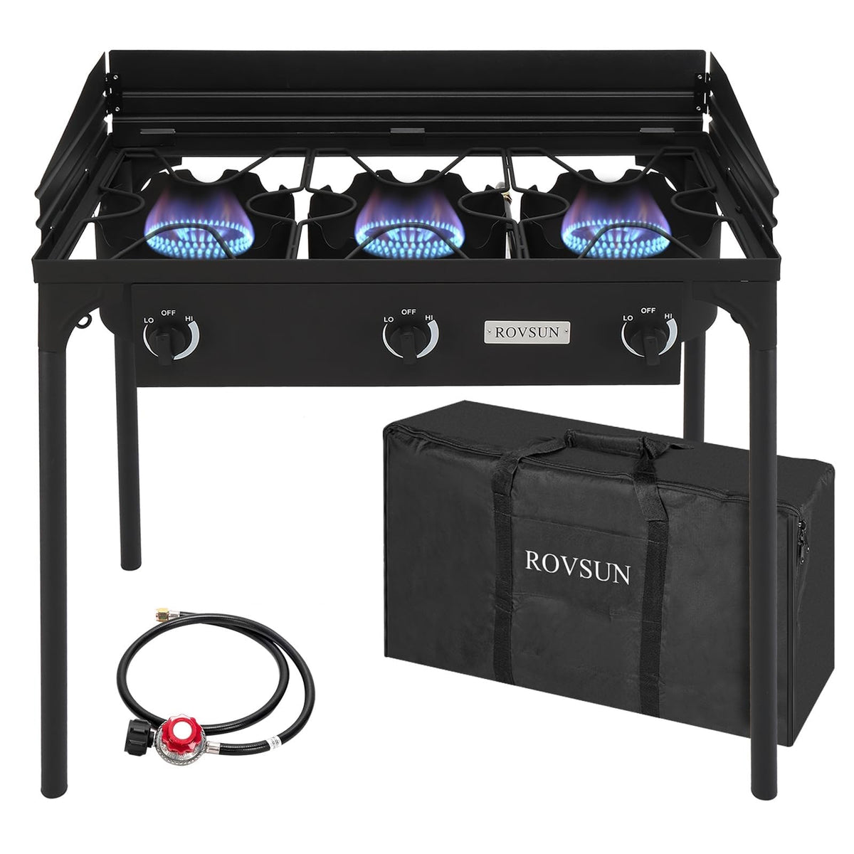 3 Burner Outdoor Propane Gas Stove with Windpanel V2598