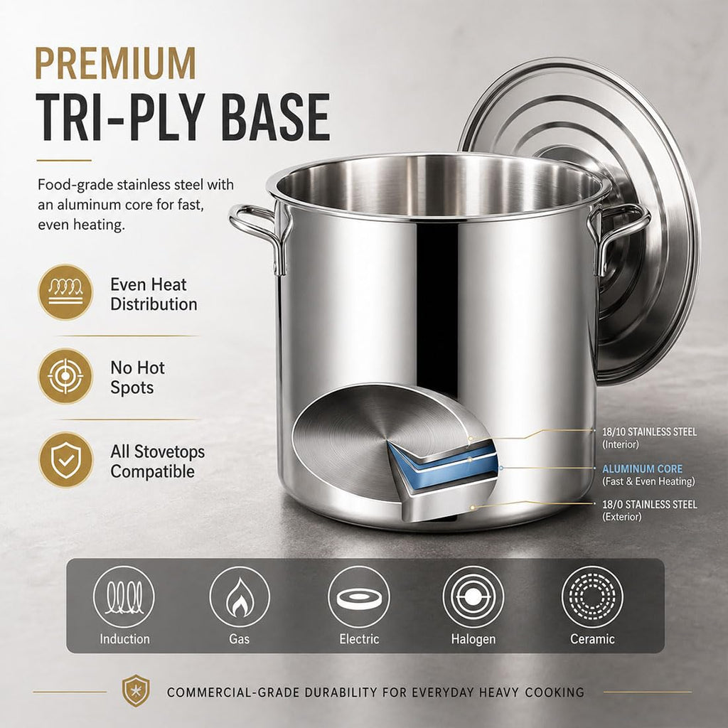 Heavy Duty Stainless Steel Stock Pot with Lid Y615