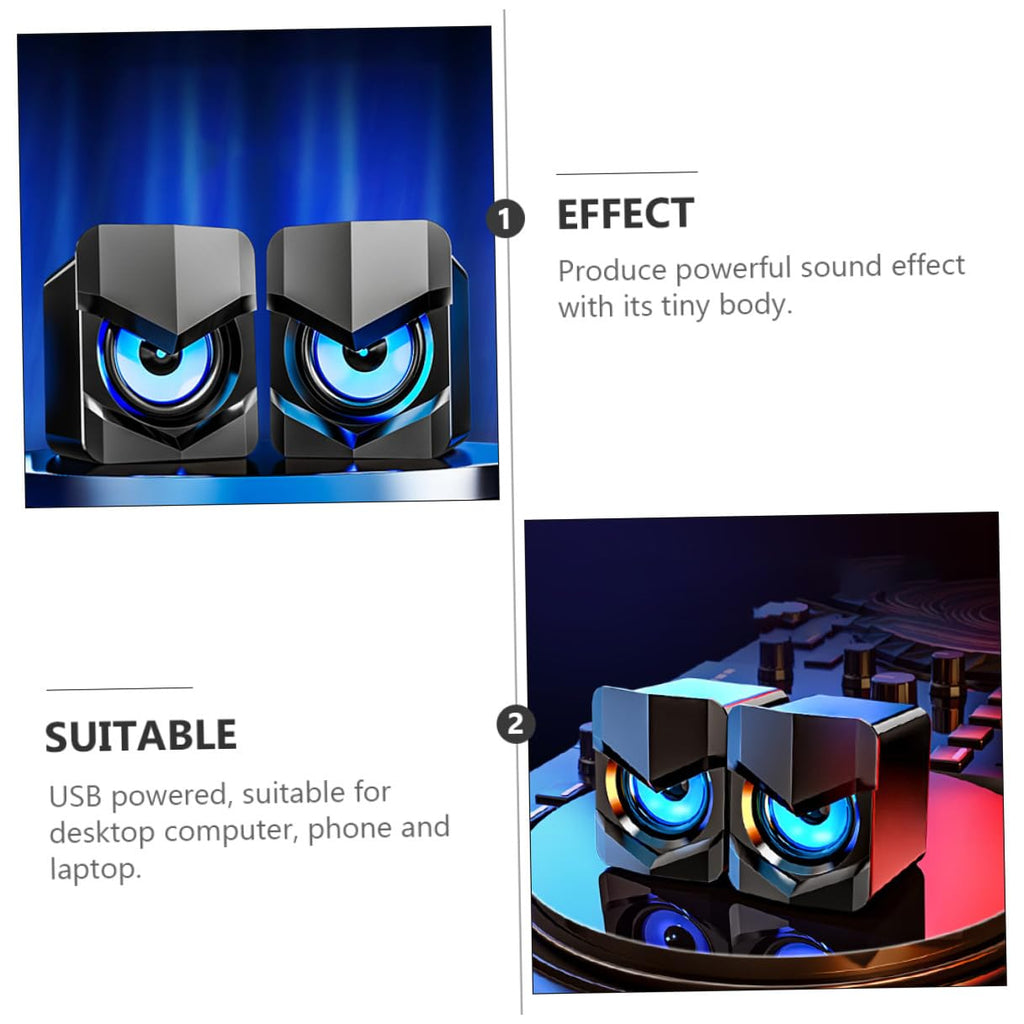 2 Pack USB Powered Black Computer Speakers O176