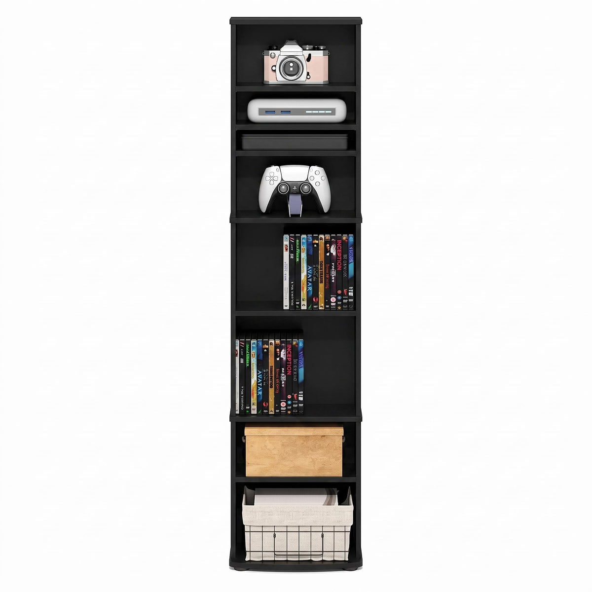 8-Tier Espresso Media Shelf with Adjustable Shelves C760