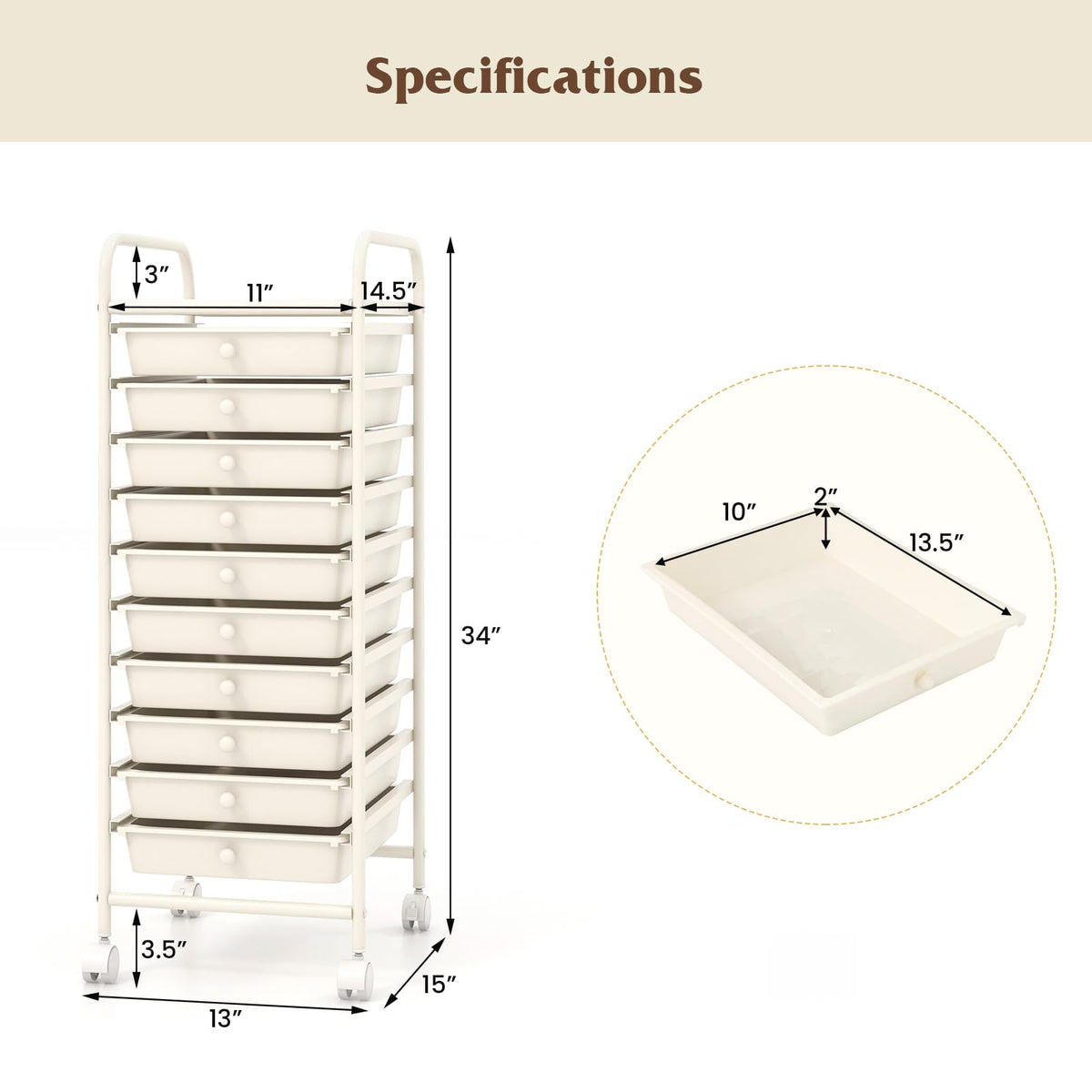 10 Drawer Storage Cart I213
