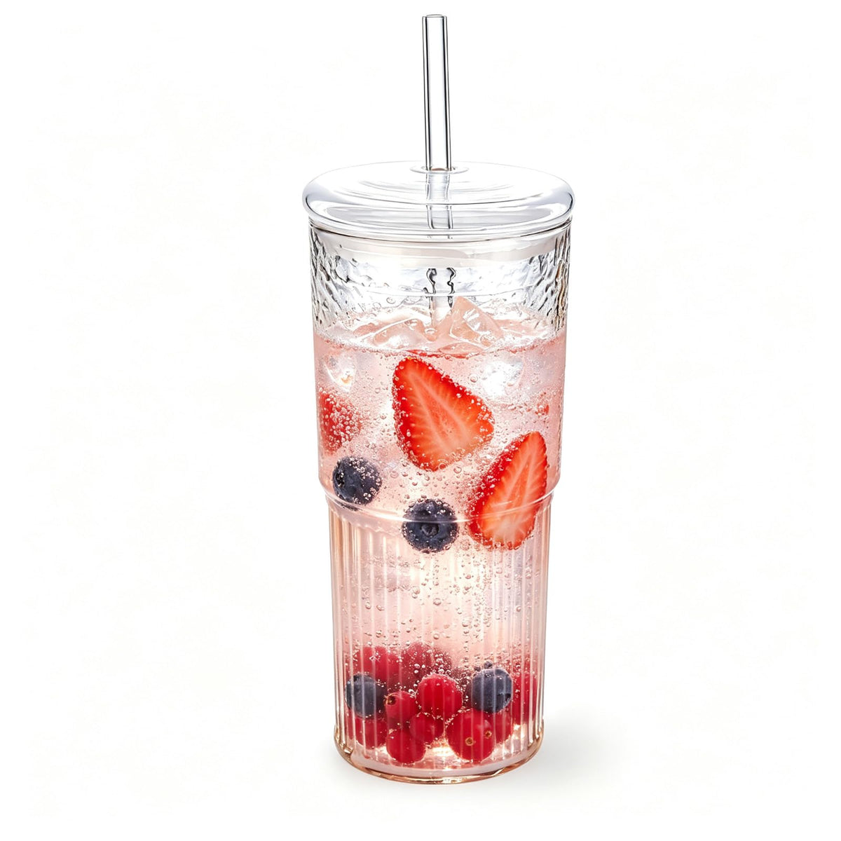 20 oz Glass Cups with Lids and Straws O79131