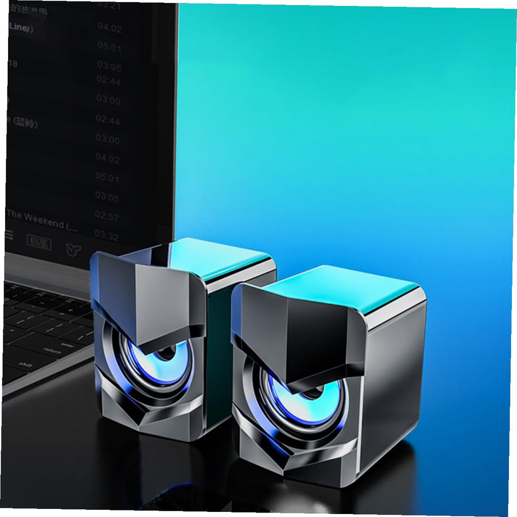 2 Pack USB Powered Black Computer Speakers O176