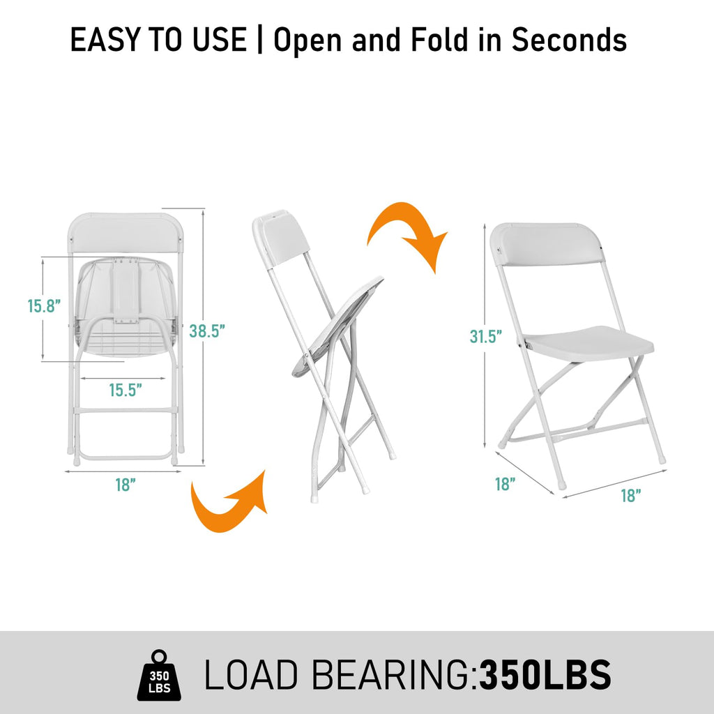 10 Pack White Plastic Folding Chairs D106677