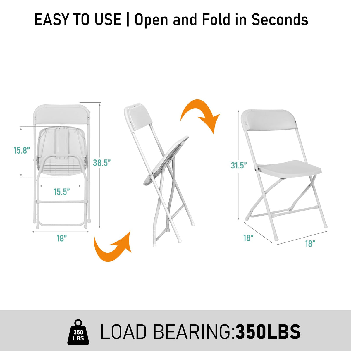 10 Pack White Plastic Folding Chairs D106677