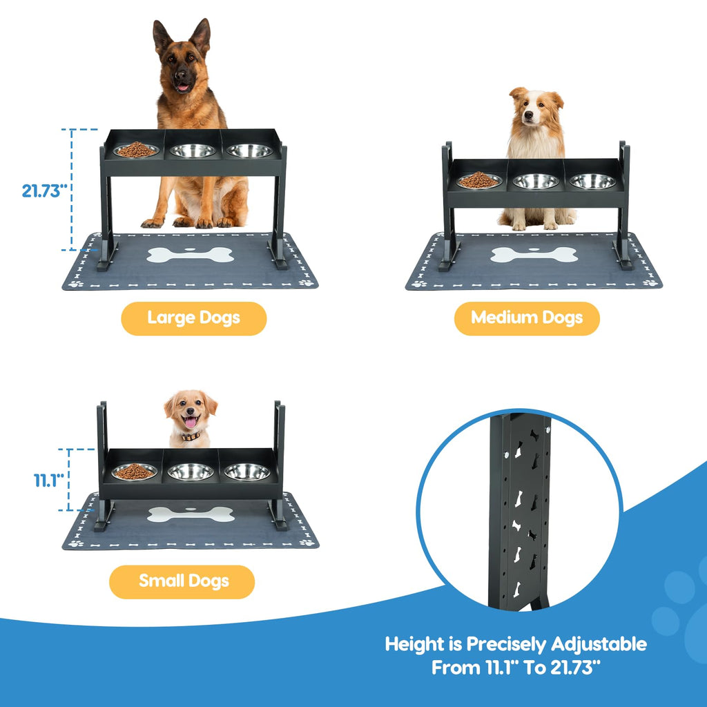 Elevated Dog Bowls with 3 Stainless Steel Bowls N32410
