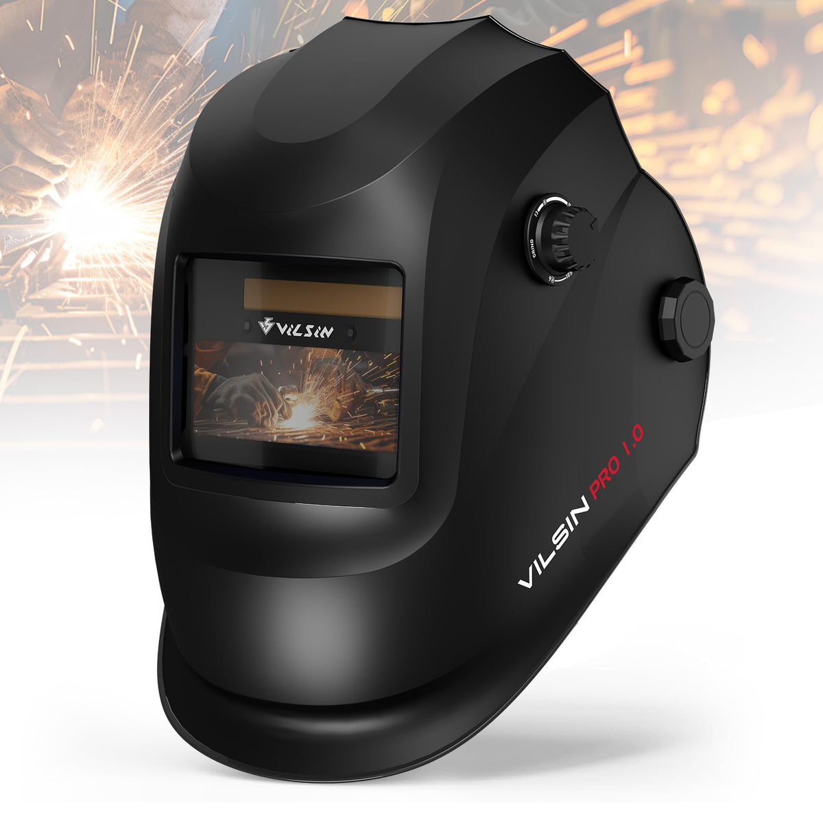 Auto Darkening Solar Powered Welding Helmet with 2 Arc Sensor, Black D704
