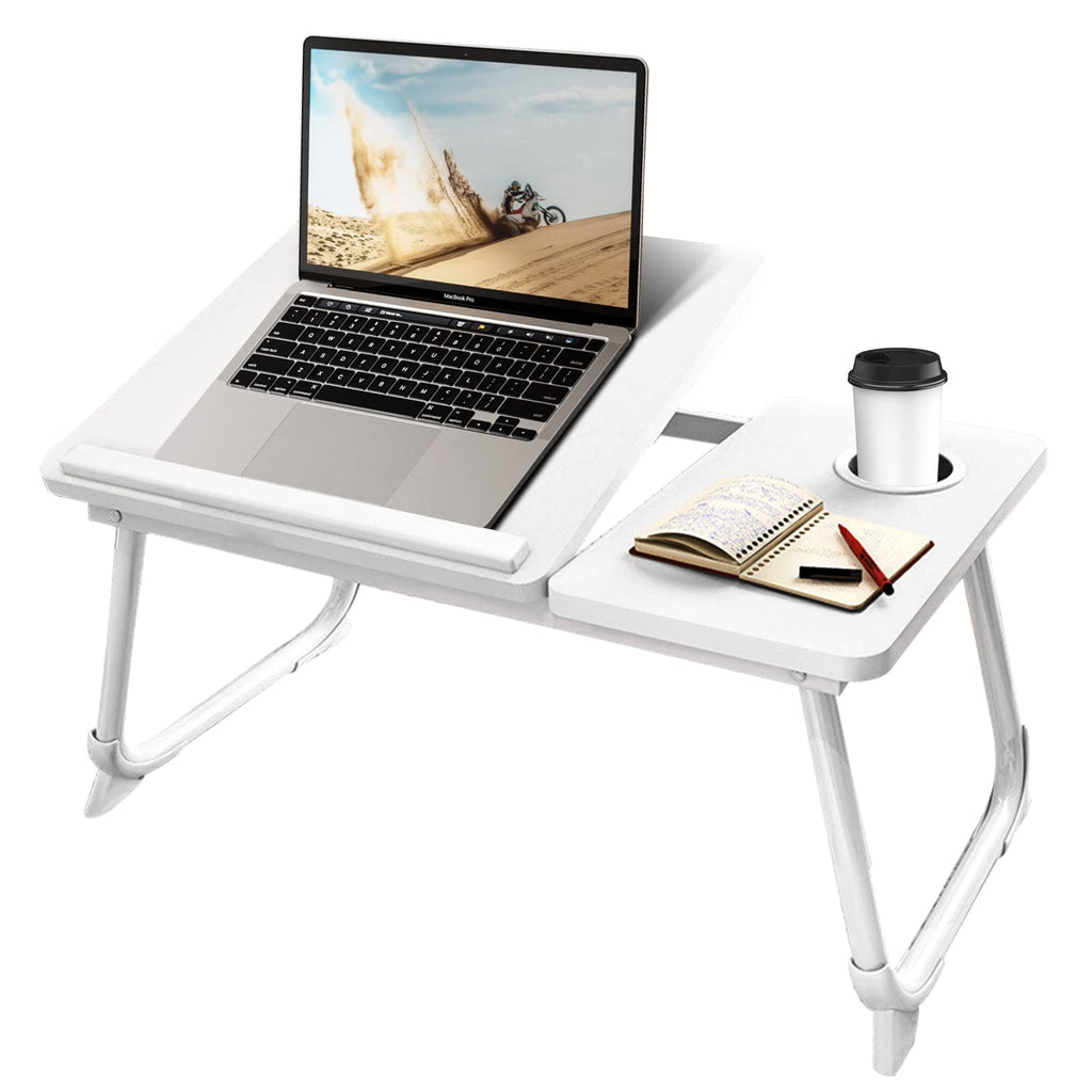 White Laptop Desk with Cup Holder Y632211