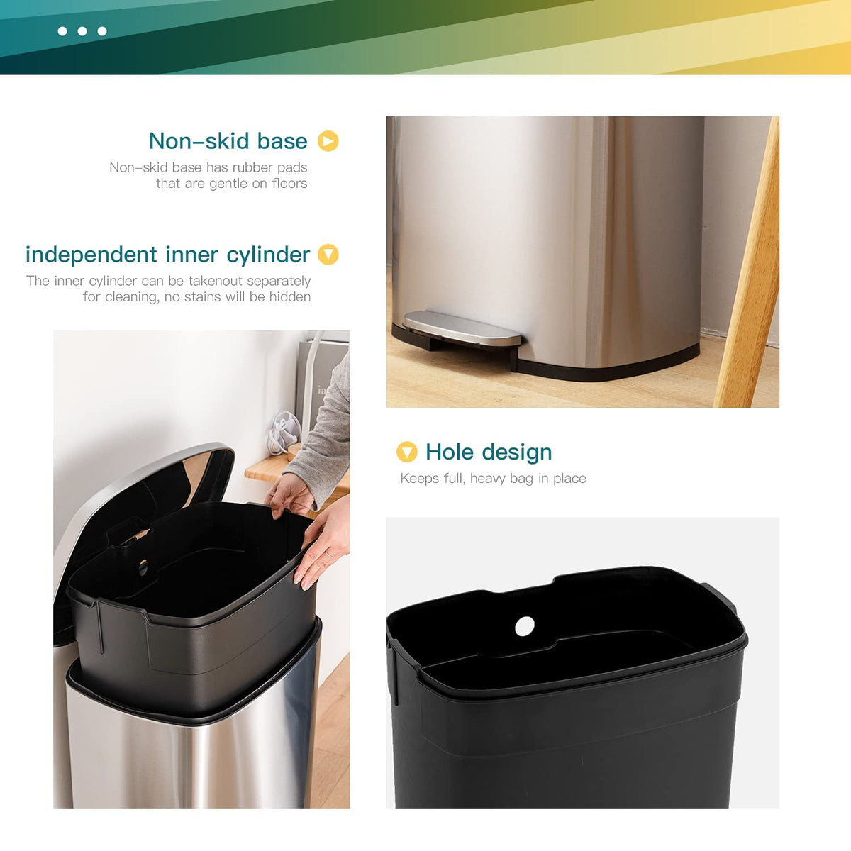 13 Gallon Steel Trash Can with Lid G2575