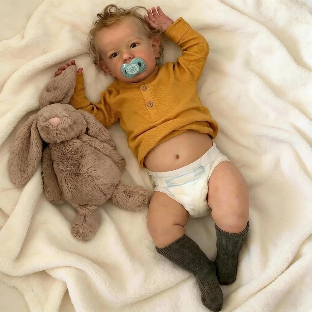 22" Realistic Baby Doll Boy Blonde Hair T760