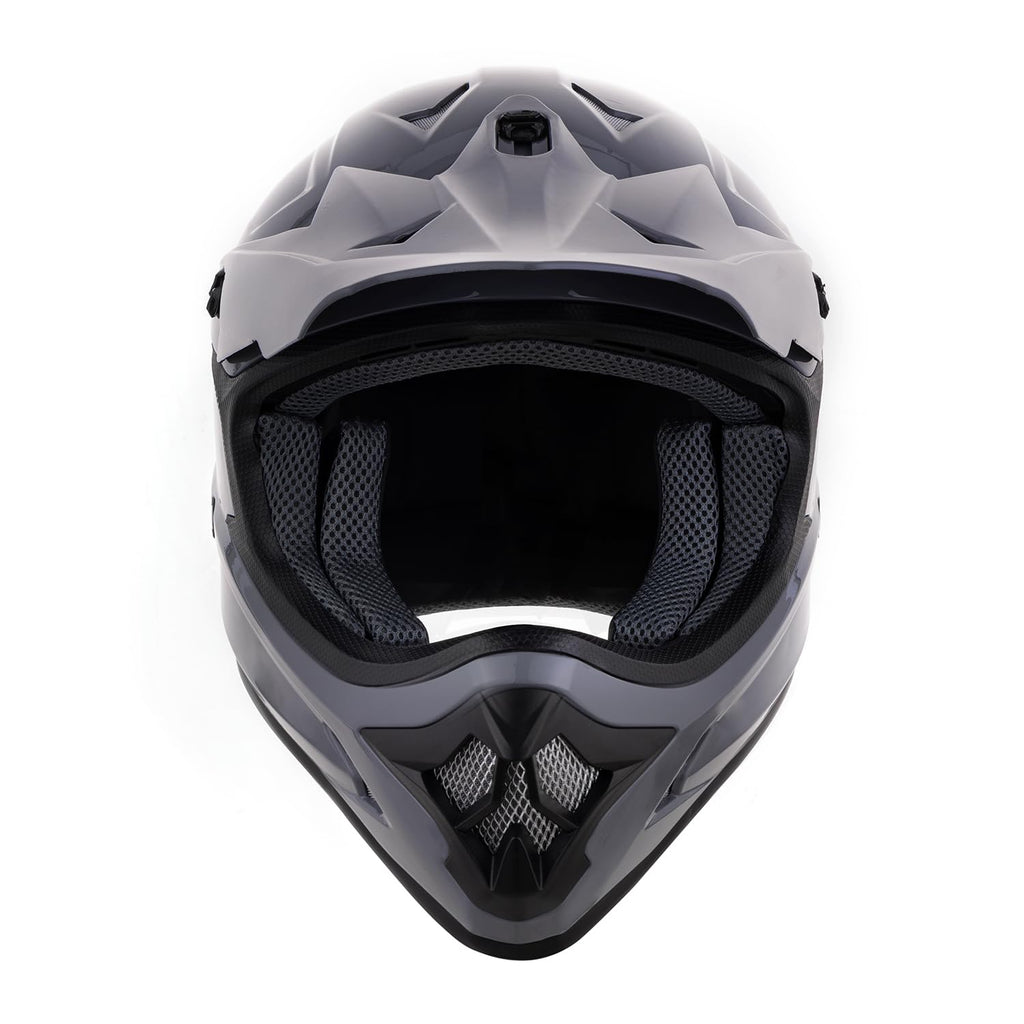 Adult ATV Dirt Bike Helmet with Goggles Gloves & Mask Adjustable Sun Visor Motorcycle Off-Road Motocross Downhill Moped MX Gray L A410