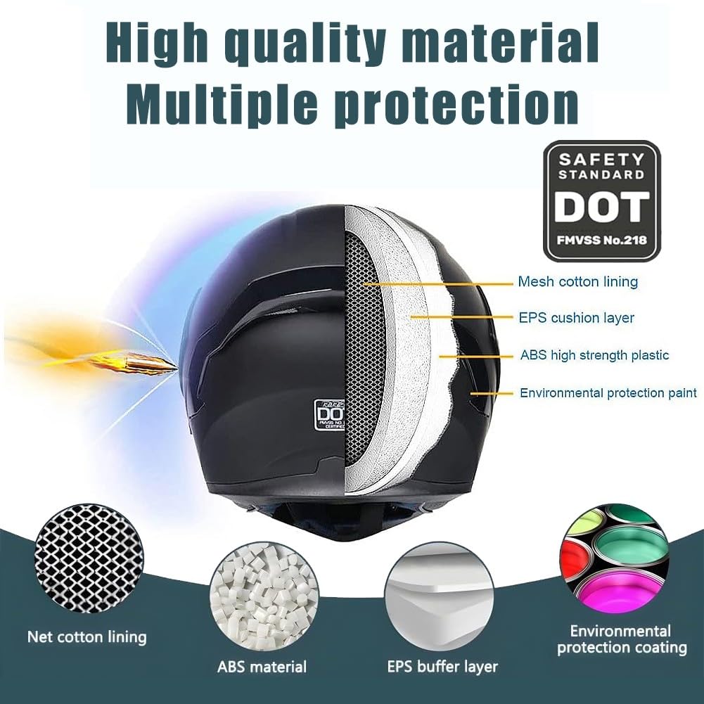 DOT Approved Flip Up Full Face Dual Visor Modular Motorcycle Helmet P903149