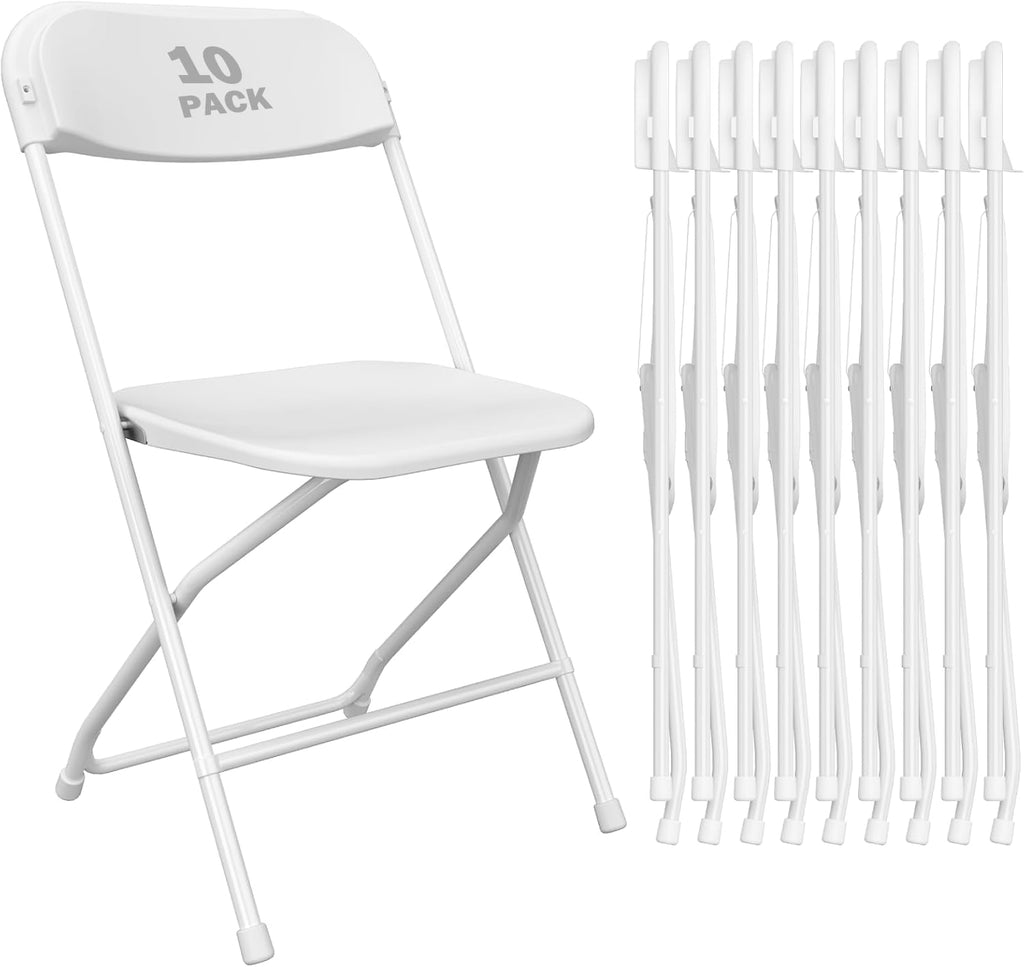 10 Pack White Plastic Folding Chairs D106677