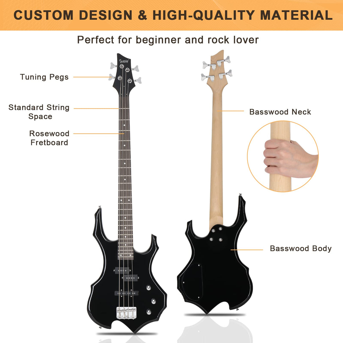 Electric Bass Guitar 4 Strings Full Size Right Hand with Bag N10473