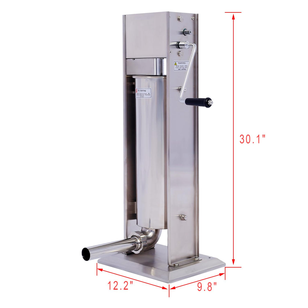 Stainless Steel Vertical Sausage Stuffer 15LB/7L with 4 Stuffing Tubes Q404