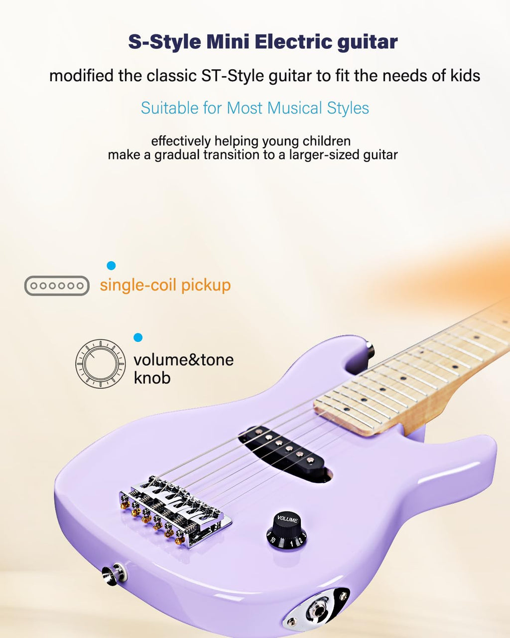 30 Inches Right Handed Electric Guitar with Beginner Kit J103044