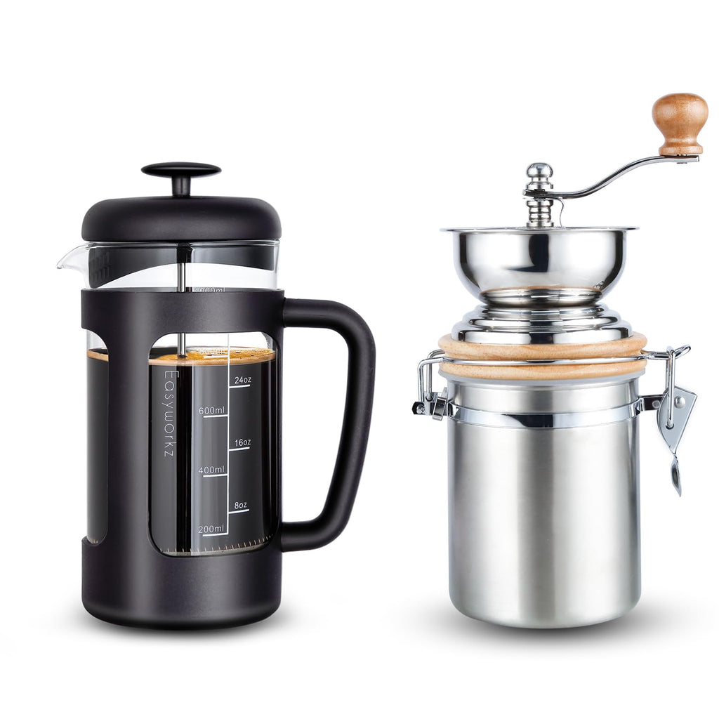 34 oz French Press and Manual Coffee Grinder with Canister W502