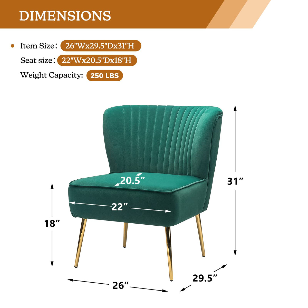 Velvet Accent Chair Set of 2 Emerald Green Wingback Armless Slipper Chair Q875908
