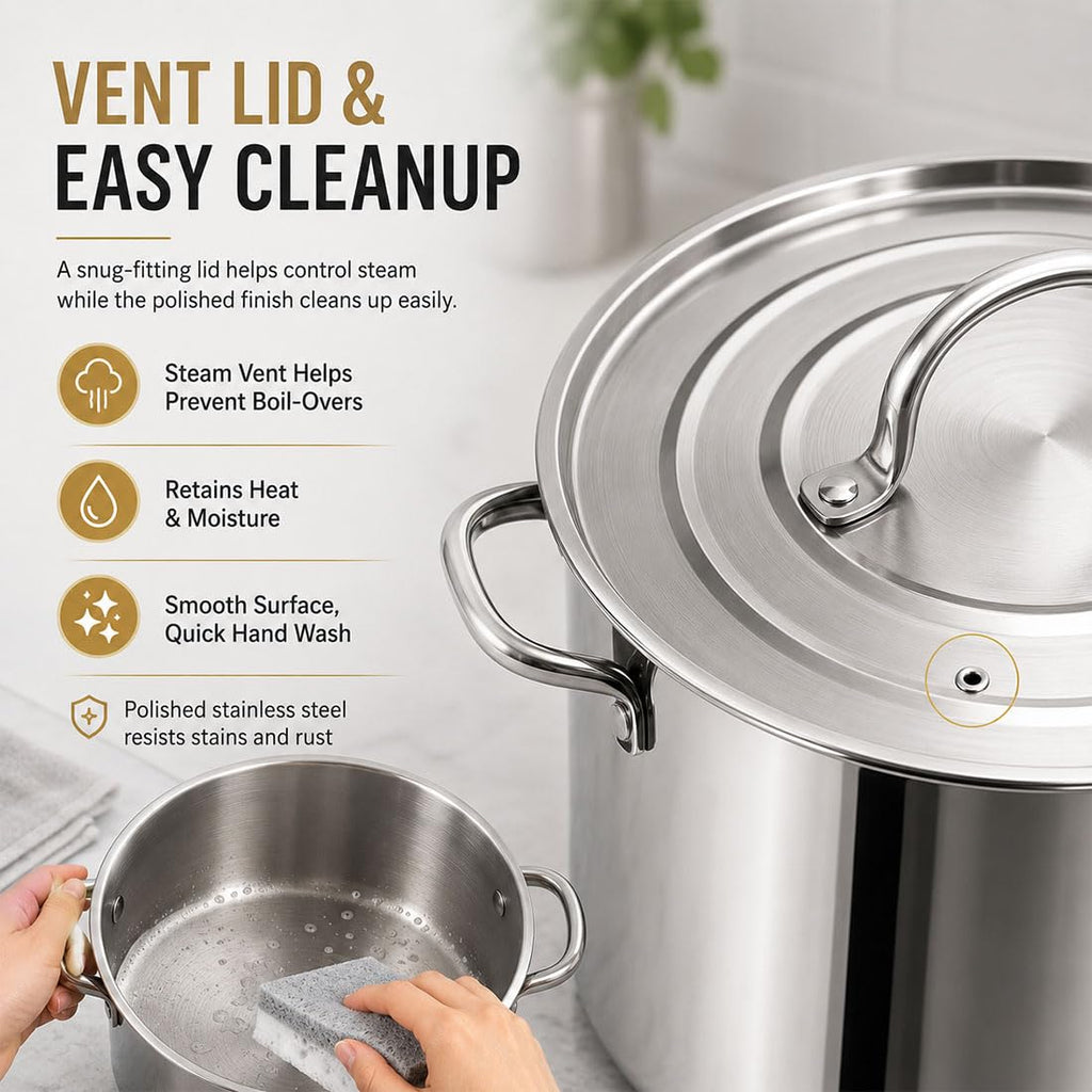 Heavy Duty Stainless Steel Stock Pot with Lid Y615
