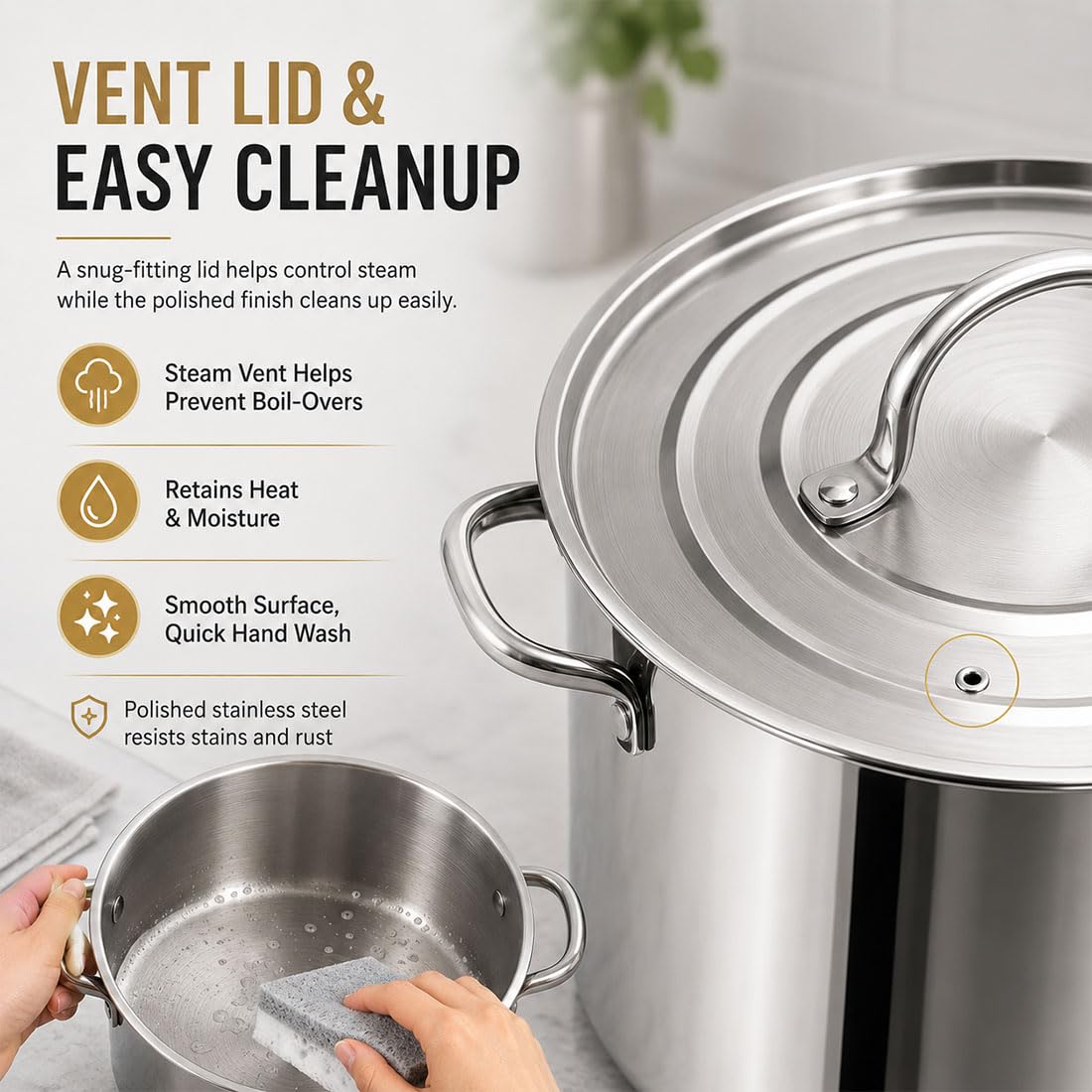 Heavy Duty Stainless Steel Stock Pot with Lid Y615