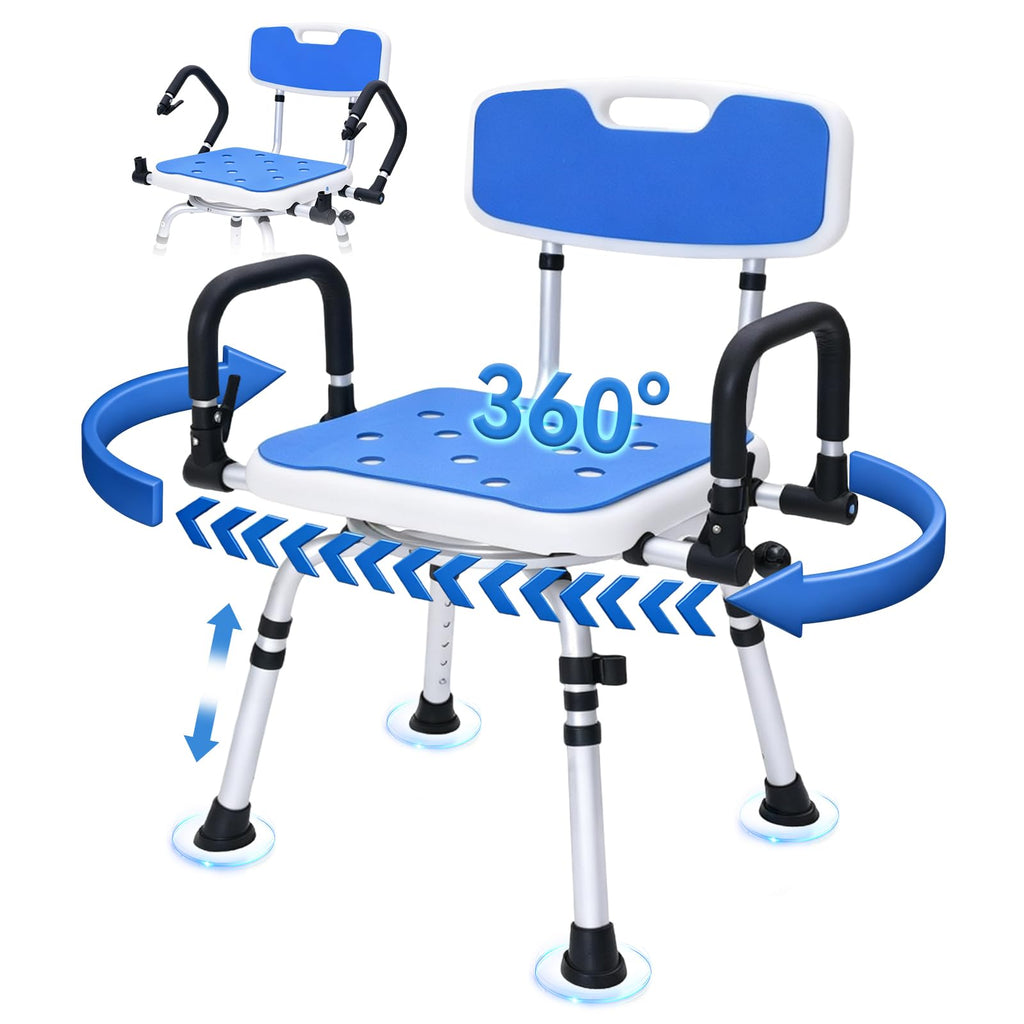 Swivel Shower Chair with Pivoting Arms, Adjustable Height X890168