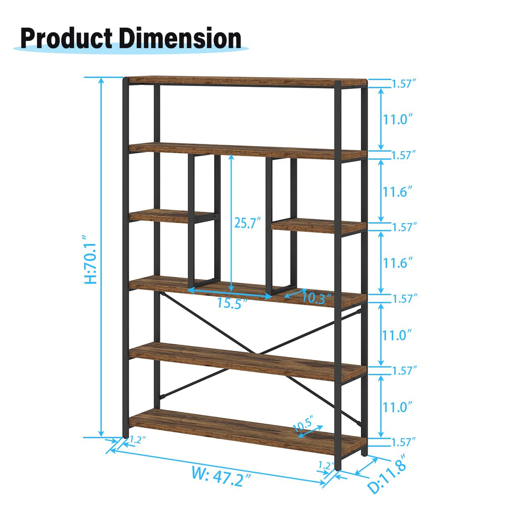 6 Tier Industrial Bookshelf P629