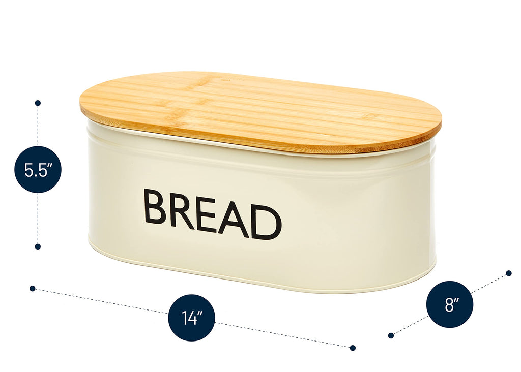Metal Bread Box with Bamboo Lid Q3844