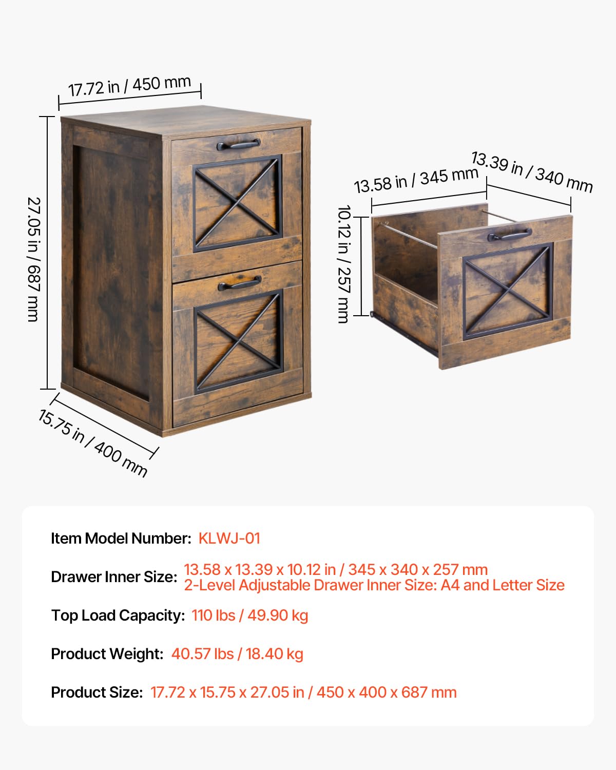 2 Drawer Vertical File Cabinet L214