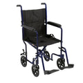 Blue Transport Wheelchair with Swing-Away Footrest Y647