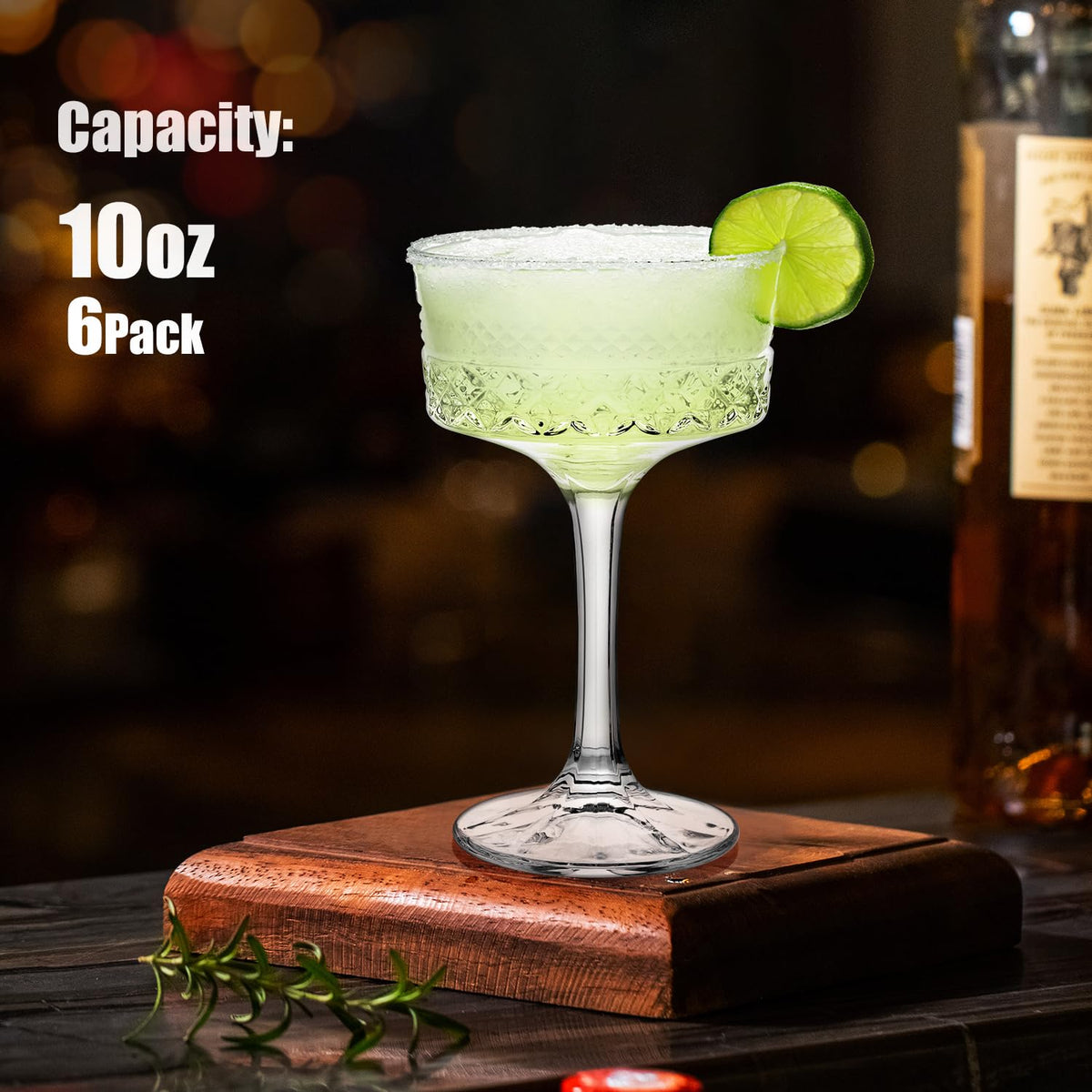 6 Pcs 10 oz Ribbed Coupe Cocktail Glasses Set D279903