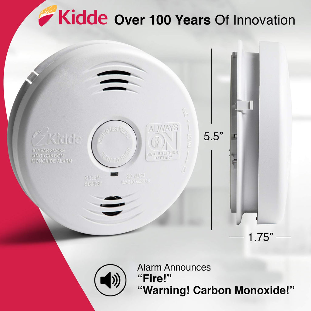 Hardwired Smoke and Carbon Monoxide Detector Alarm with Voice Warning, White T384