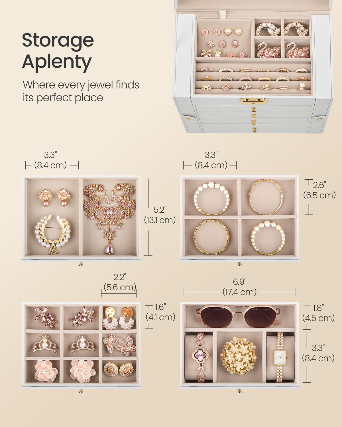 5-Layer Jewelry Box Organizer with 4 Drawers O7837