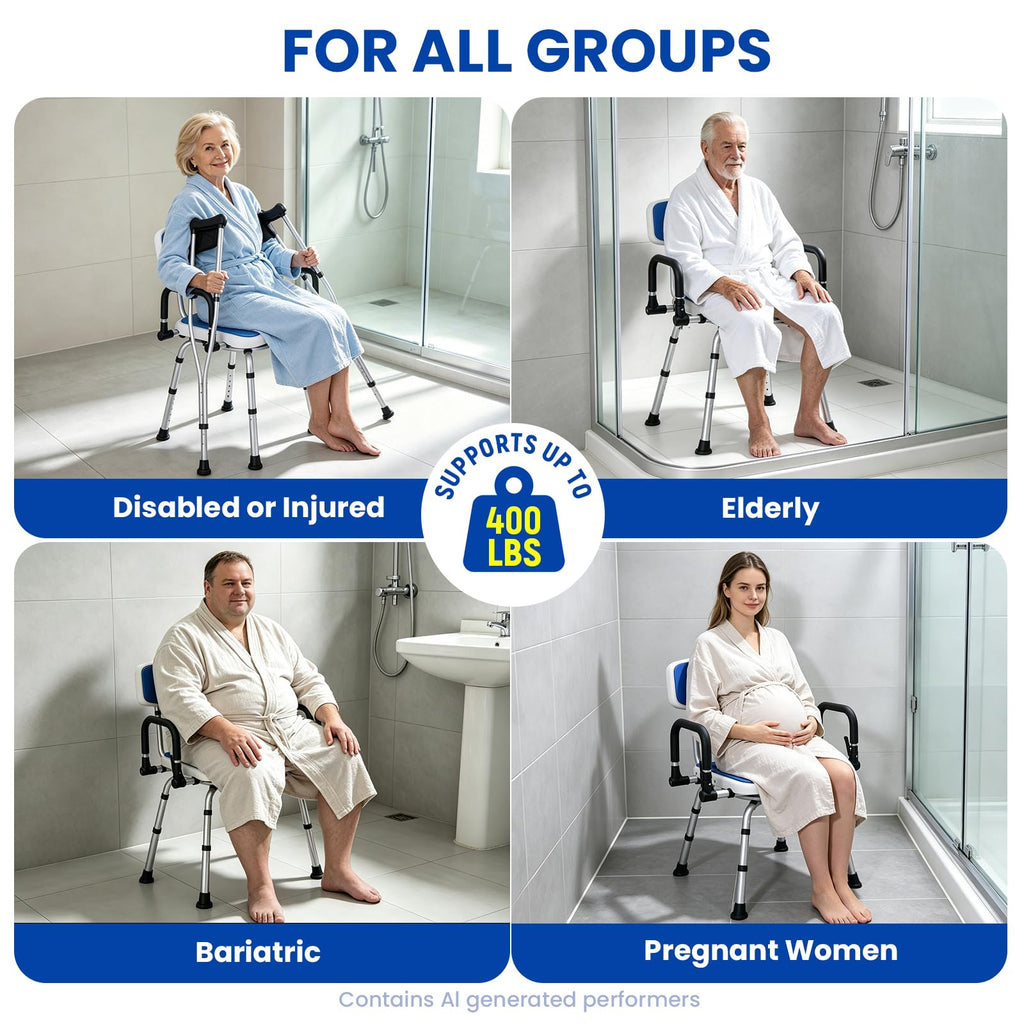 Swivel Shower Chair with Pivoting Arms, Adjustable Height X890168
