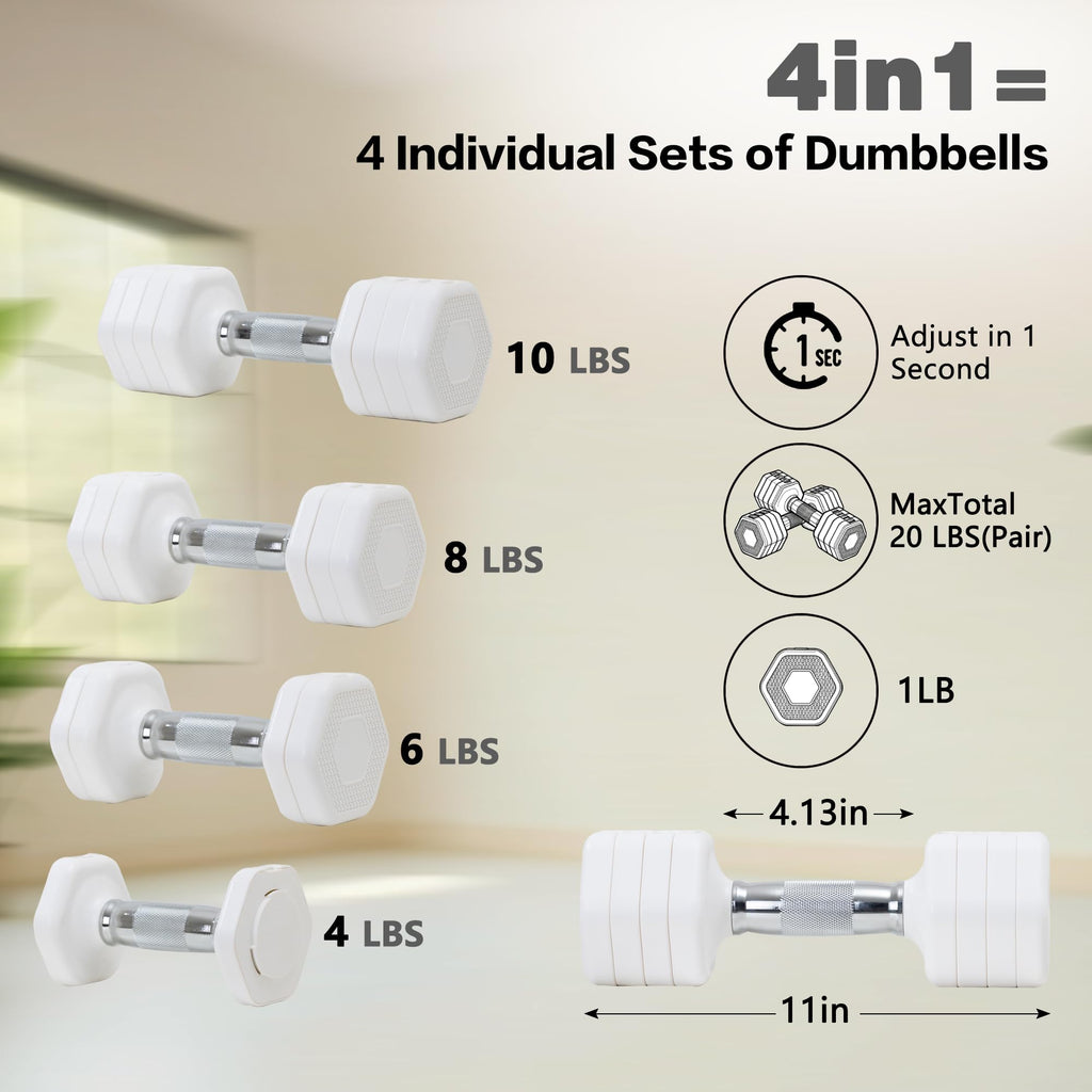 Adjustable Dumbbell Set of 2 Total 20 Lbs B5638
