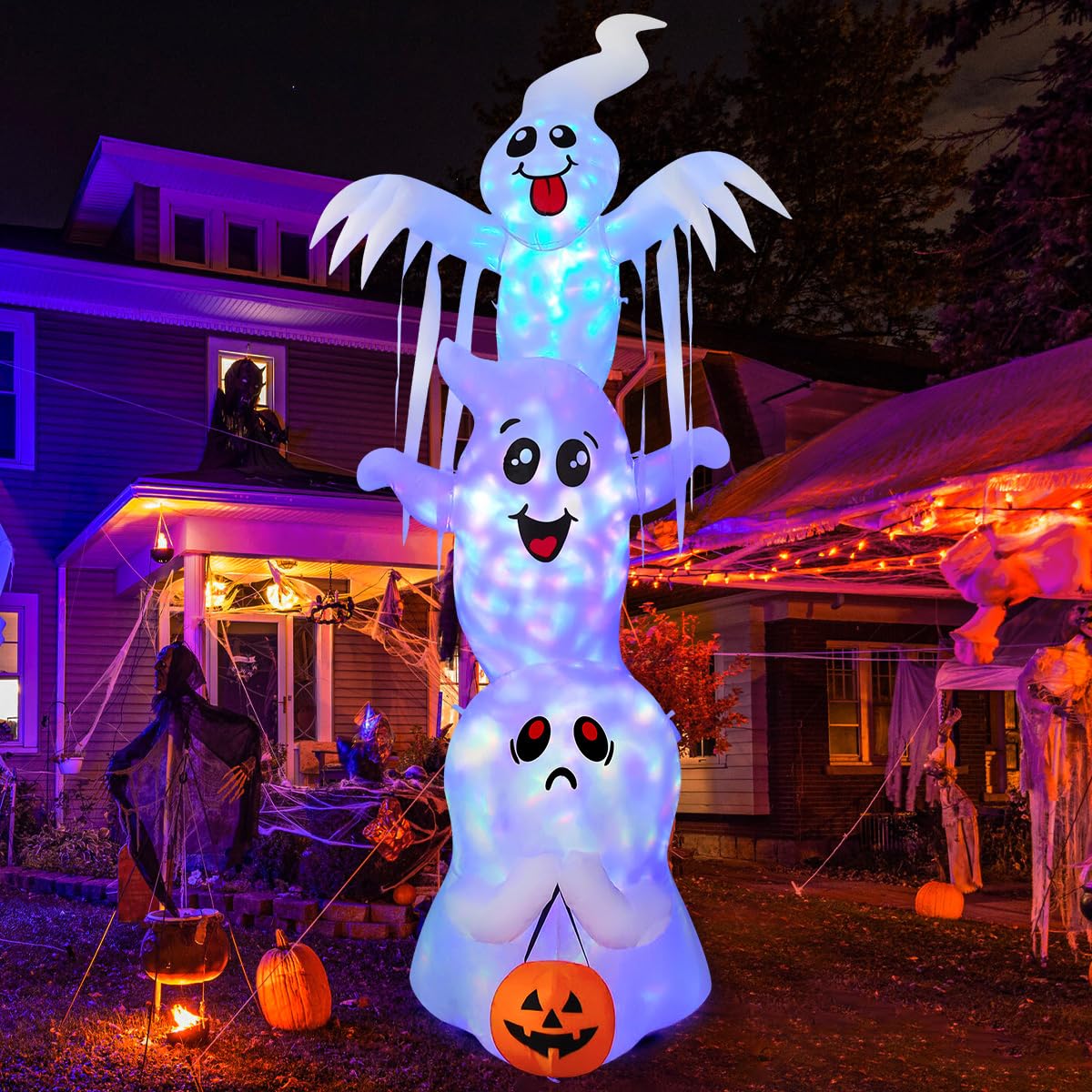 9.8 FT Halloween Inflatable Ghost Outdoor Decoration with Built-in LEDs W52068