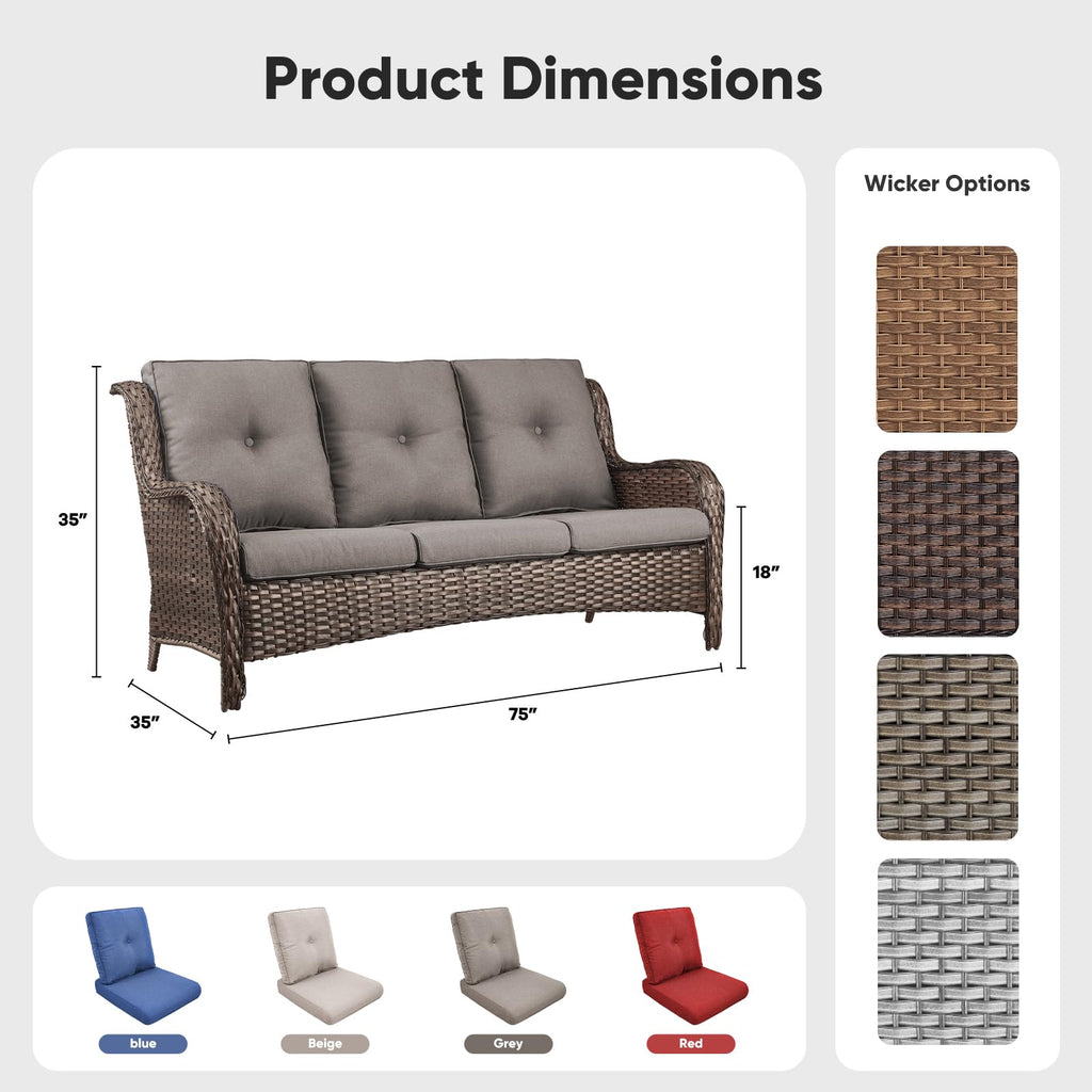3-Seater PE Wicker Patio Sofa A64675