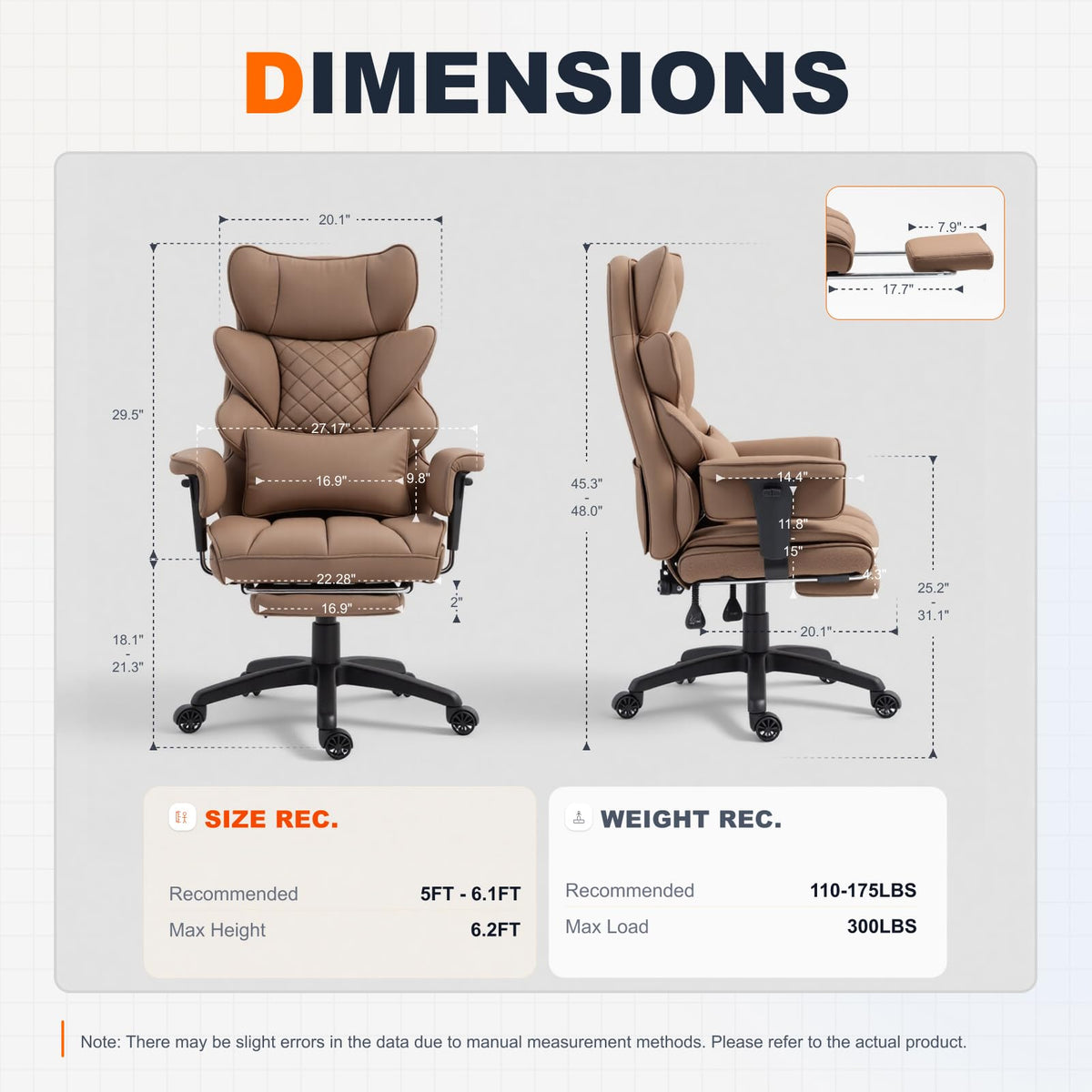 Big and Tall Office Chair with Pocket Spring Cushion K1375