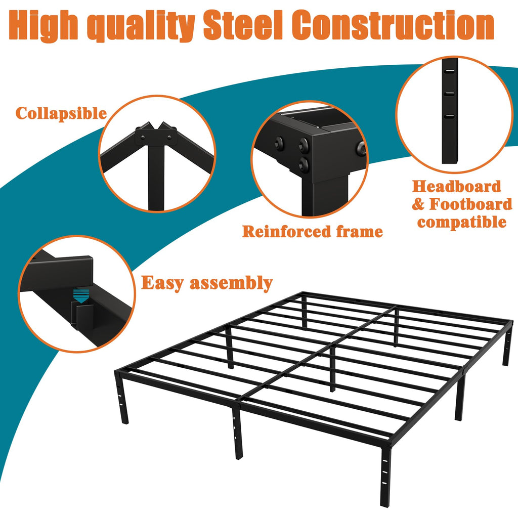 Queen Size 18 Inch Metal Platform Bed Frame S84515