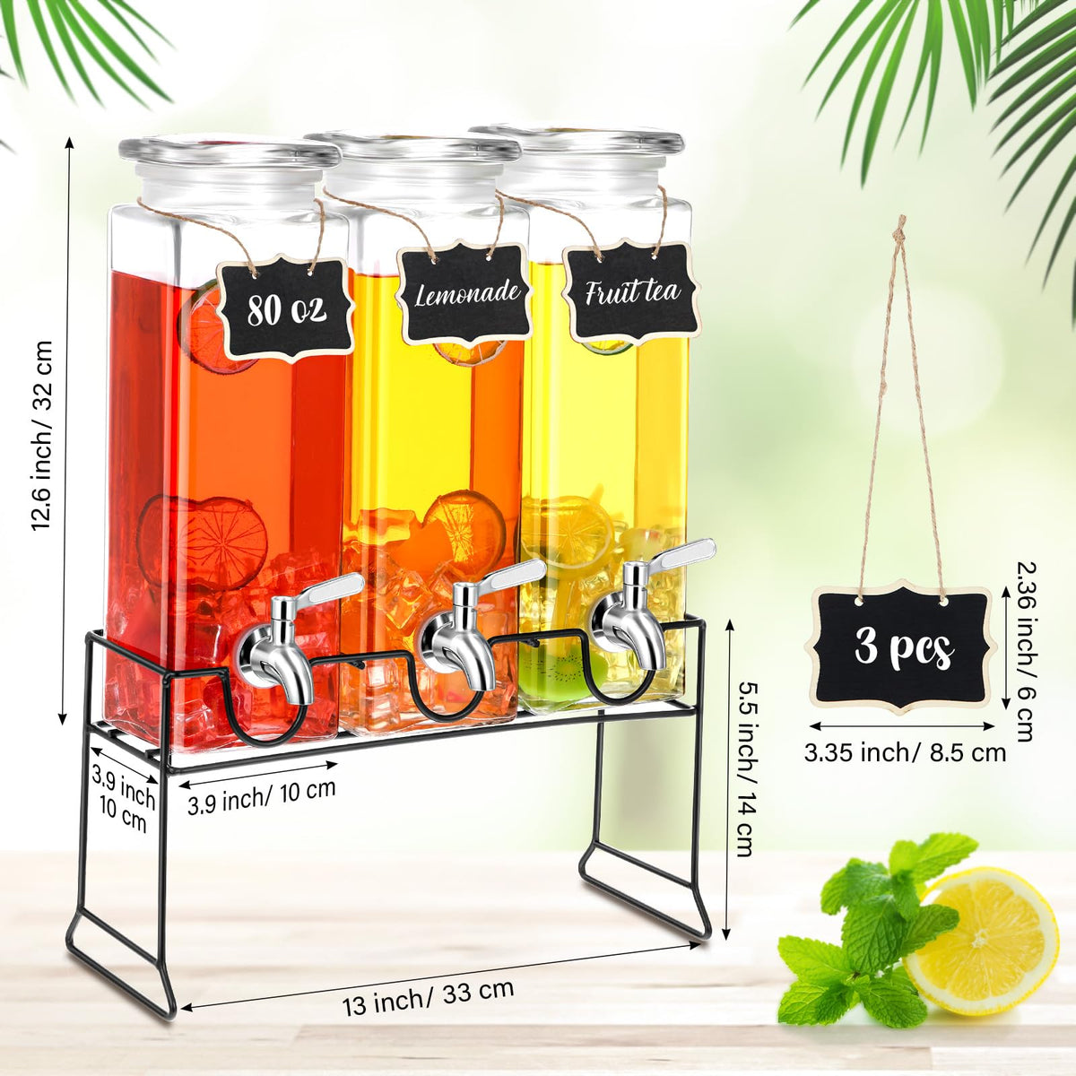 80 oz Glass Drink Dispenser with Stand and Spigot Z65659