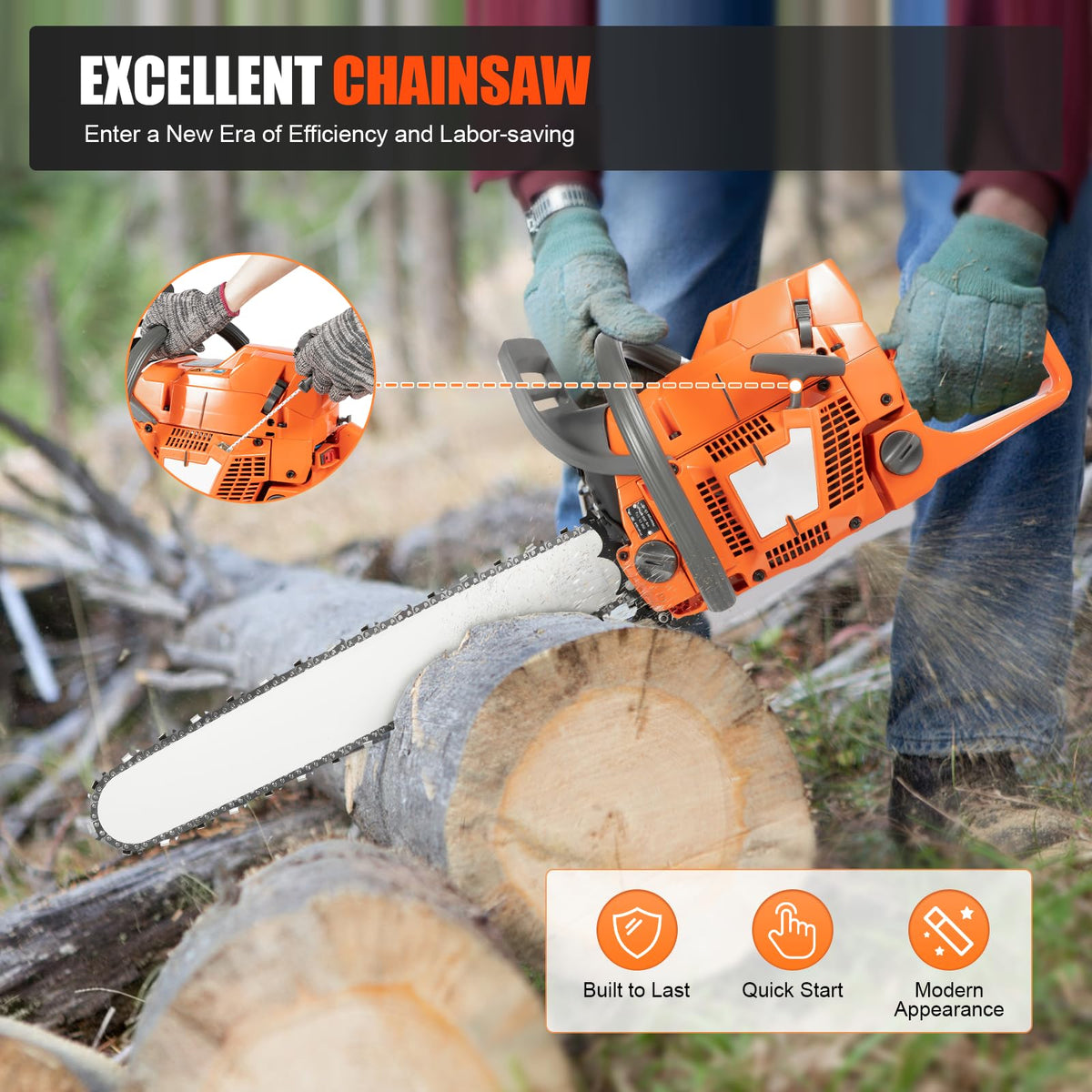 72CC 24inch 2-Cycle Gas Powered Chainsaw Y7427