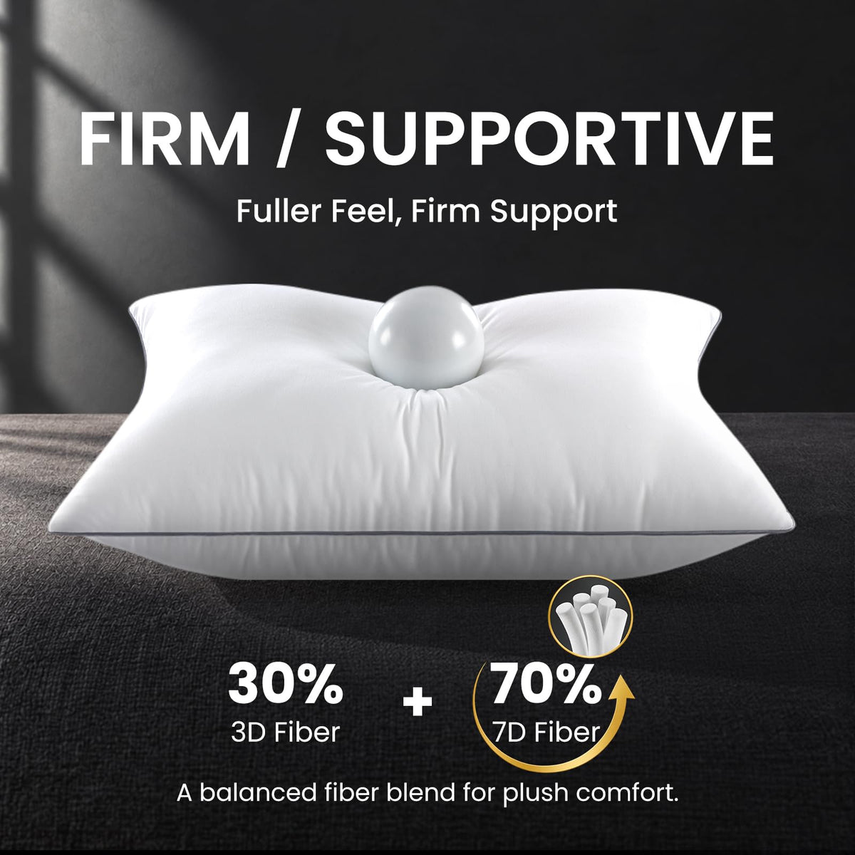 King Size Set of 2 Firm Bed Pillows J15917