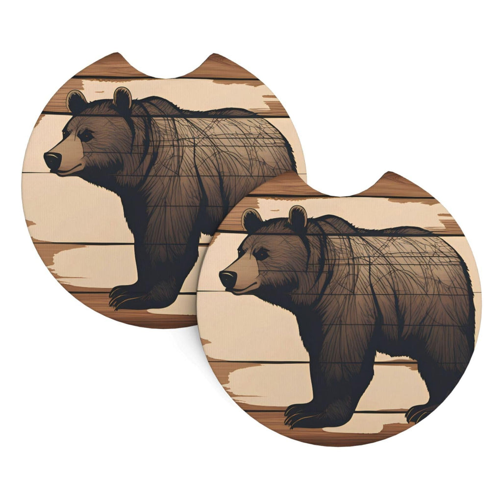 Car Coasters Set of 2 Black Bear 2.7 in Q12678