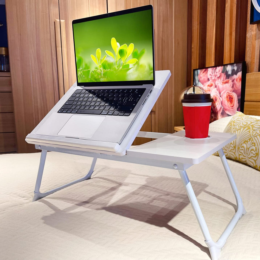 White Laptop Desk with Cup Holder Y632211